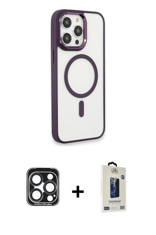 ieg™ iPhone 15 Pro Max Kılıf Yankı Işık Özel Seri - Siyah Bilvis Hayalet Cam Ekran Koruyucu + Lacive