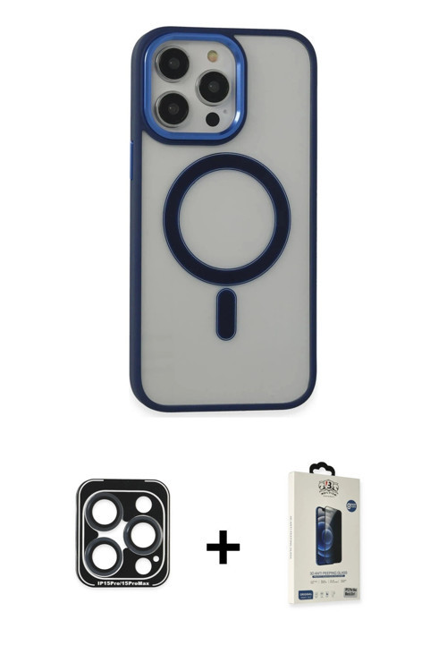ieg™ iPhone 15 Pro Max Kılıf Yankı Işık Özel Seri - Siyah Bilvis Hayalet Cam Ekran Koruyucu + Lacive