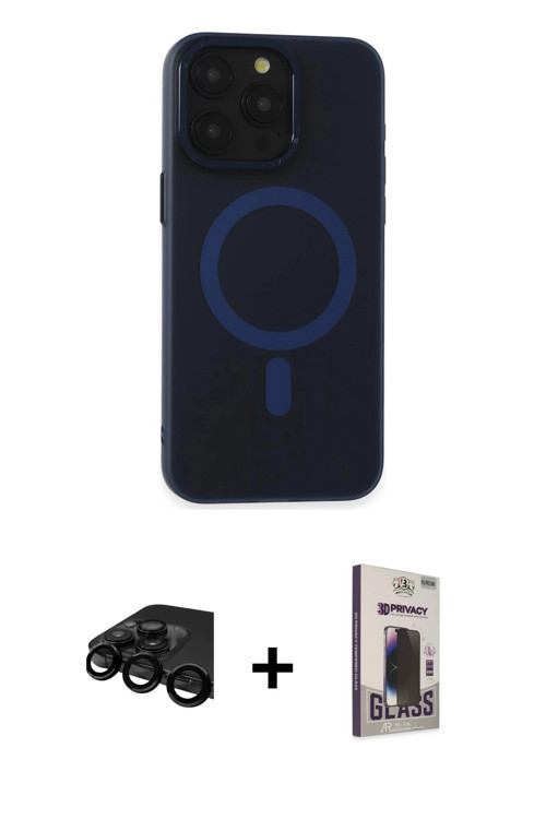 ieg™ iPhone 15 Pro Max Kılıf Yadigar Işık - Siyah Bilvis Hayalet Cam Ekran Koruyucu + Siyah Raze Met