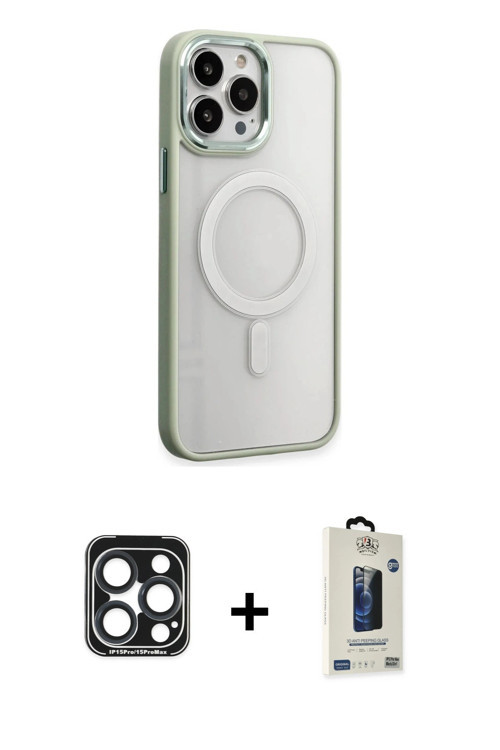 ieg™ iPhone 15 Pro Max Kılıf Yankı Işık Özel Seri - Siyah Bilvis Hayalet Cam Ekran Koruyucu + Lacive