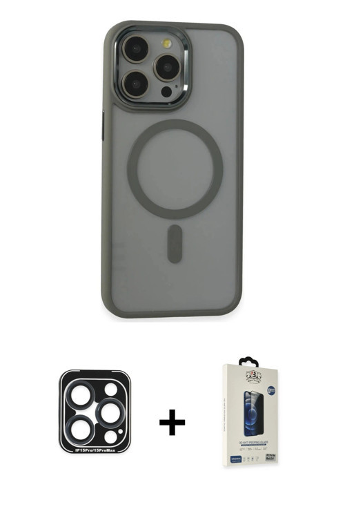 ieg™ iPhone 15 Pro Max Kılıf Yankı Işık Özel Seri - Siyah Bilvis Hayalet Cam Ekran Koruyucu + Lacive