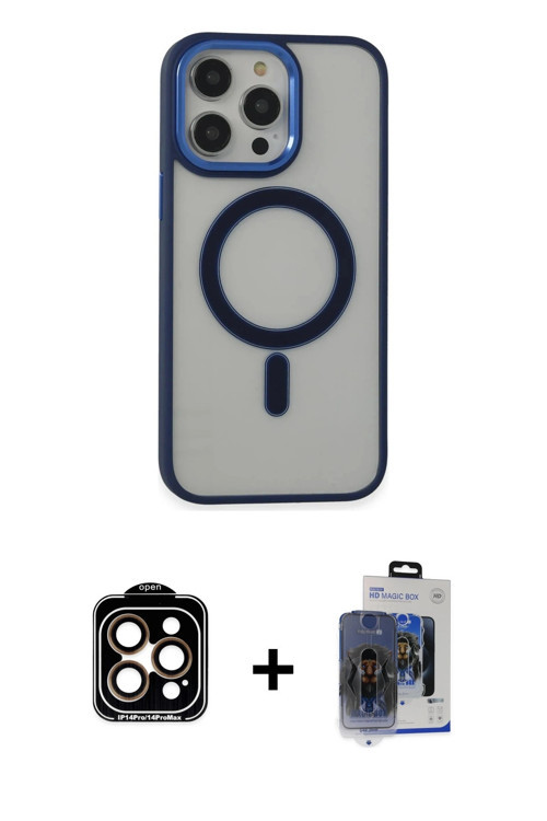 ieg™ iPhone 15 Pro Max Kılıf Yankı Işık Özel Seri - Siyah Vanessa Magic Cam + Turuncu PVD Metal Kame