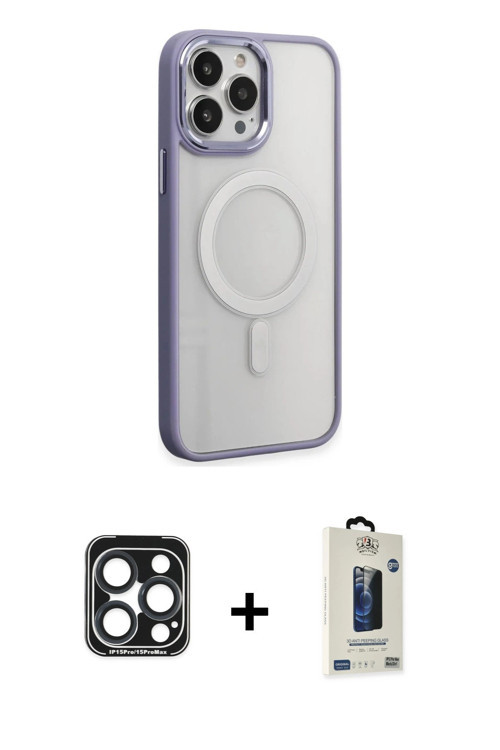 ieg™ iPhone 15 Pro Max Kılıf Yankı Işık Özel Seri - Siyah Bilvis Hayalet Cam Ekran Koruyucu + Lacive