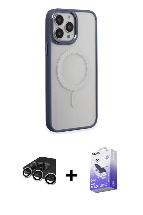 ieg™ iPhone 15 Pro Max Kılıf Yankı Işık Özel Seri - Siyah Bilvis 5in1 5D Magic Hayalet Cam Ekran Kor