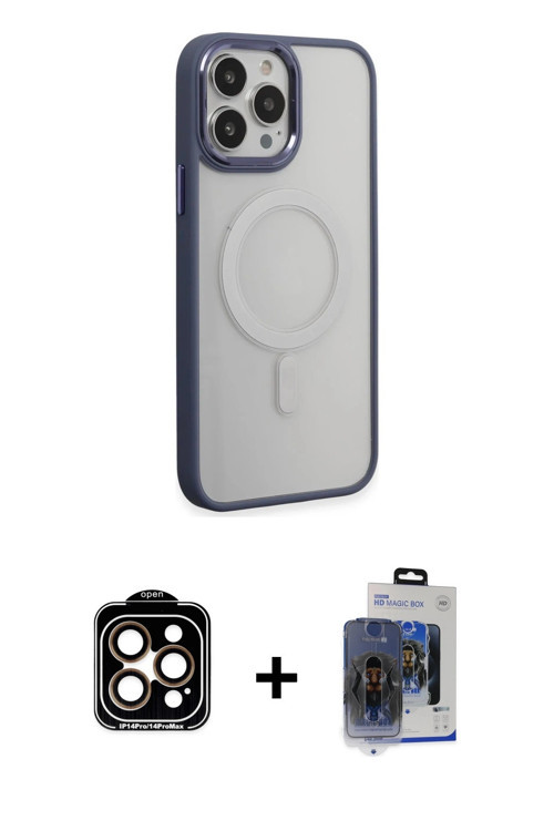 ieg™ iPhone 15 Pro Max Kılıf Yankı Işık Özel Seri - Siyah Vanessa Magic Cam + Turuncu PVD Metal Kame