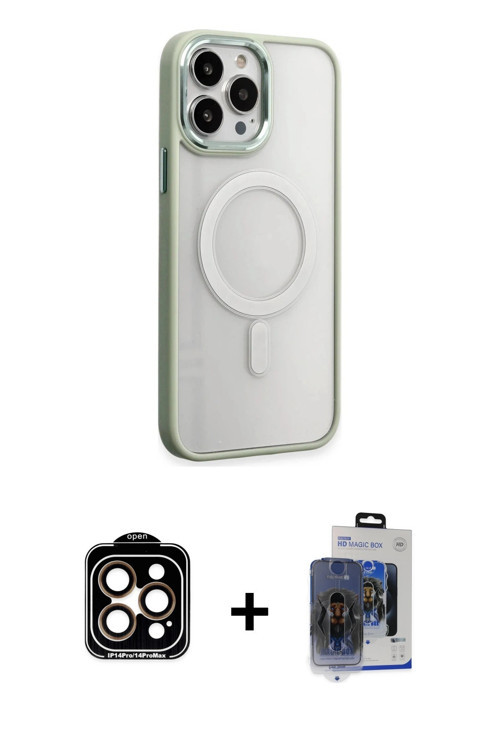 ieg™ iPhone 15 Pro Max Kılıf Yankı Işık Özel Seri - Siyah Vanessa Magic Cam + Turuncu PVD Metal Kame