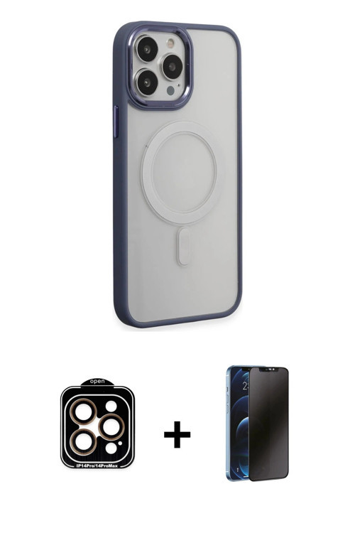 ieg™ iPhone 15 Pro Max Kılıf Yankı Işık Özel Seri - Siyah 3D Antistatik Hayalet Cam Ekran Koruyucu +