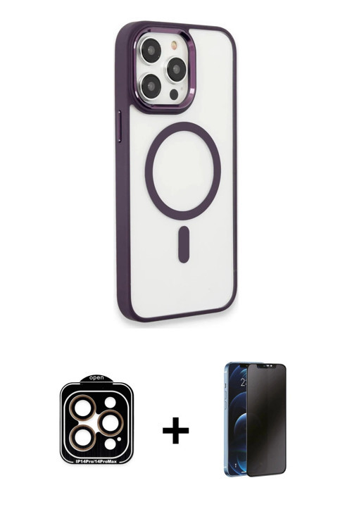 ieg™ iPhone 15 Pro Max Kılıf Yankı Işık Özel Seri - Siyah 3D Antistatik Hayalet Cam Ekran Koruyucu +