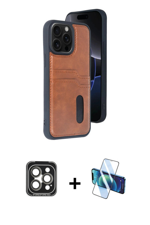 ieg™ iPhone 15 Pro Max Kılıf Yörünge Işık Serisi - Siyah 3D Antistatik Seramik Nano Ekran Koruyucu +