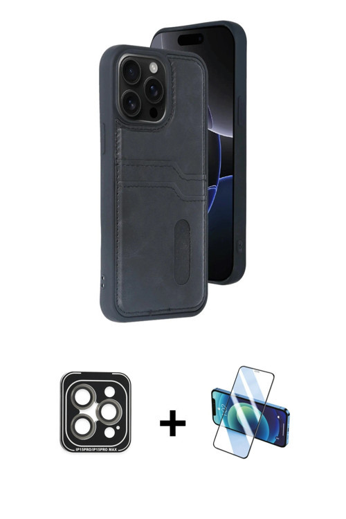 ieg™ iPhone 15 Pro Max Kılıf Yörünge Işık Serisi - Siyah 3D Antistatik Seramik Nano Ekran Koruyucu +