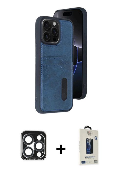 ieg™ iPhone 15 Pro Max Kılıf Yörünge Işık Serisi - Siyah Bilvis Hayalet Cam Ekran Koruyucu + Laciver