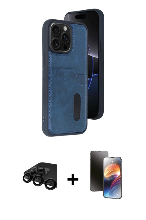 ieg™ iPhone 15 Pro Max Kılıf Yörünge Işık Serisi - Siyah 3D Antistatik Mat Seramik Nano Ekran Koruyu