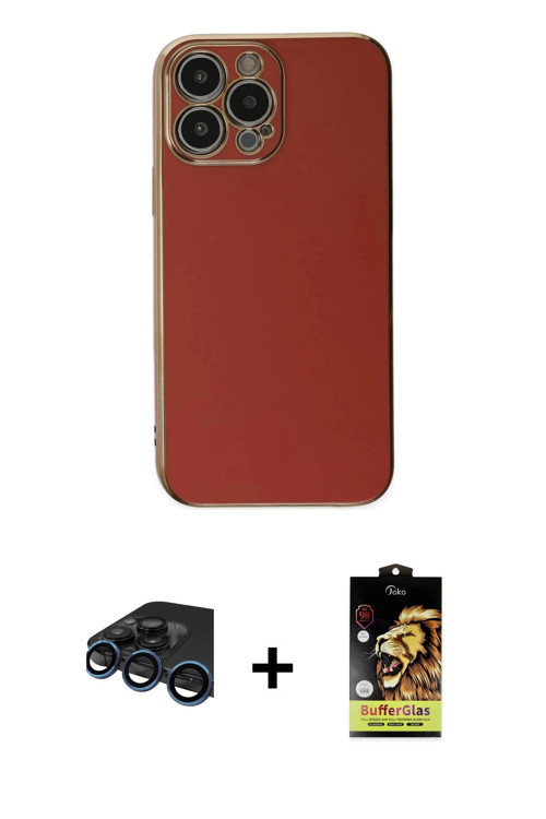 ieg™ iPhone 15 Pro Max Kılıf Yankı Serisi - Siyah Buffer Cam Ekran Koruyucu + Lacivert Raze Metal Ka