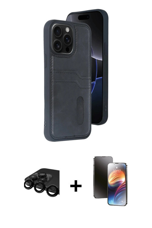 ieg™ iPhone 15 Pro Max Kılıf Yörünge Işık Serisi - Siyah 3D Antistatik Mat Seramik Nano Ekran Koruyu