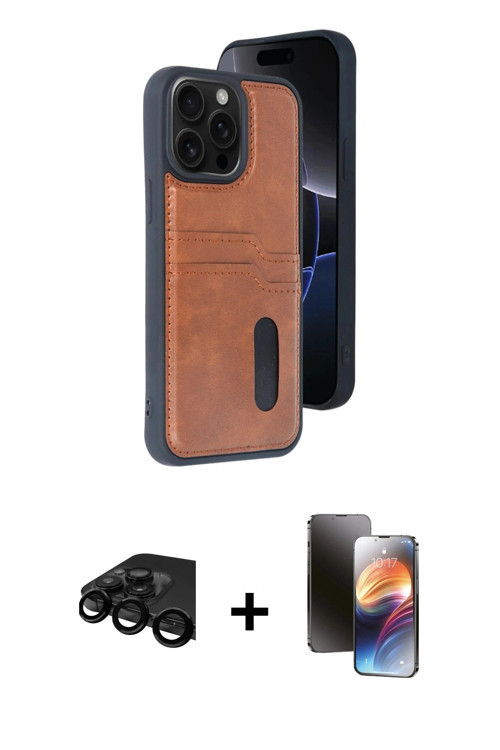 ieg™ iPhone 15 Pro Max Kılıf Yörünge Işık Serisi - Siyah 3D Antistatik Mat Seramik Nano Ekran Koruyu