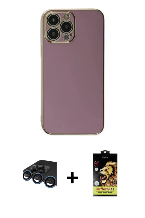ieg™ iPhone 15 Pro Max Kılıf Yankı Serisi - Siyah Buffer Cam Ekran Koruyucu + Lacivert Raze Metal Ka