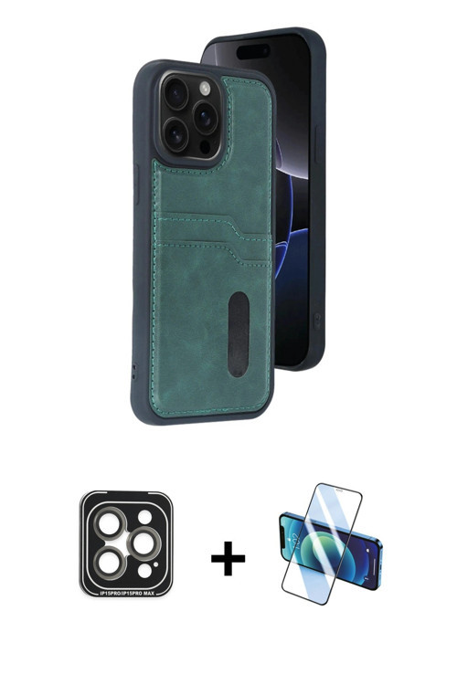 ieg™ iPhone 15 Pro Max Kılıf Yörünge Işık Serisi - Siyah 3D Antistatik Seramik Nano Ekran Koruyucu +