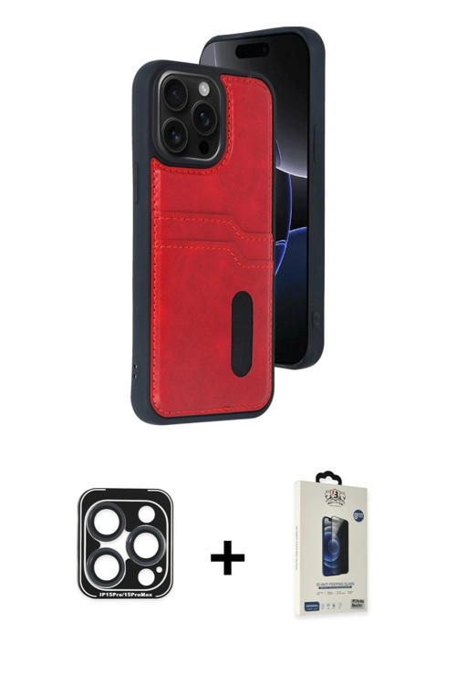 ieg™ iPhone 15 Pro Max Kılıf Yörünge Işık Serisi - Siyah Bilvis Hayalet Cam Ekran Koruyucu + Laciver