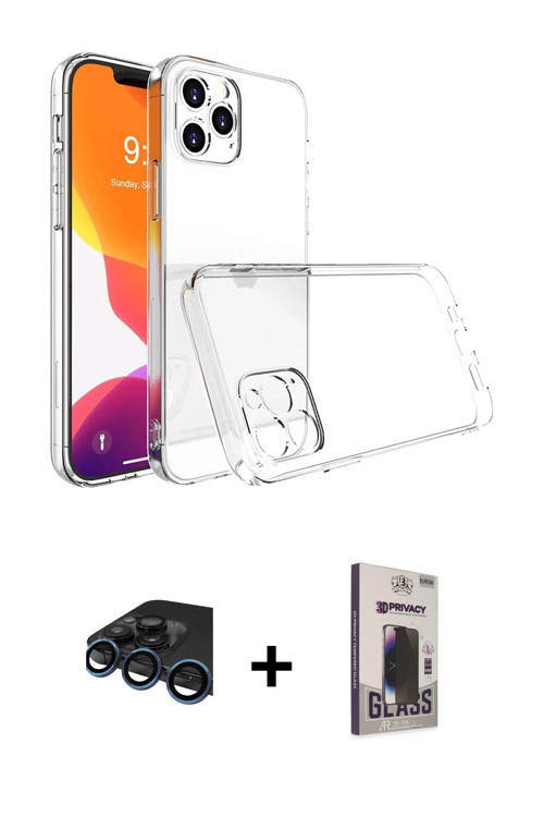 ieg™ iPhone 15 Pro Max Kılıf Zirve Doku - Siyah Bilvis Hayalet Cam Ekran Koruyucu + Lacivert Raze Me