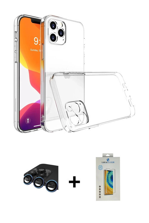 ieg™ iPhone 15 Pro Max Kılıf Zirve Doku - Siyah Polymer Nano Ekran Koruyucu + Lacivert Raze Metal Ka