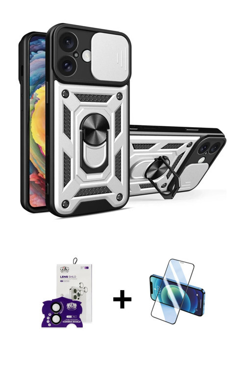 ieg™ iPhone 16 Kılıf Ahenk Klasik - Siyah 3D Antistatik Seramik Nano Ekran Koruyucu + Siyah Bilvis T