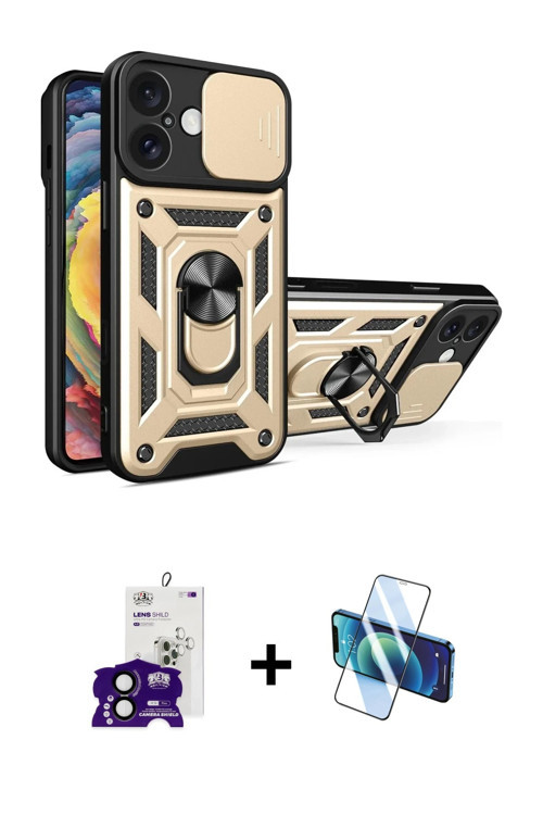 ieg™ iPhone 16 Kılıf Ahenk Klasik - Siyah 3D Antistatik Seramik Nano Ekran Koruyucu + Siyah Bilvis T