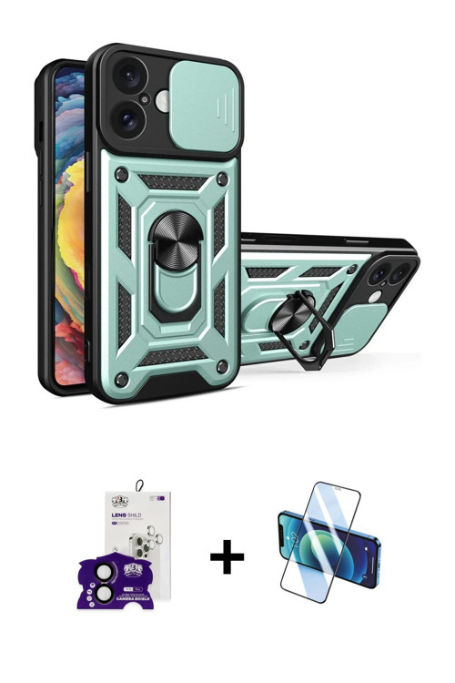 ieg™ iPhone 16 Kılıf Ahenk Klasik - Siyah 3D Antistatik Seramik Nano Ekran Koruyucu + Siyah Bilvis T