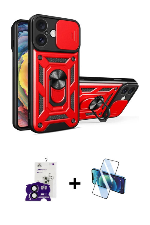 ieg™ iPhone 16 Kılıf Ahenk Klasik - Siyah 3D Antistatik Seramik Nano Ekran Koruyucu + Siyah Bilvis T