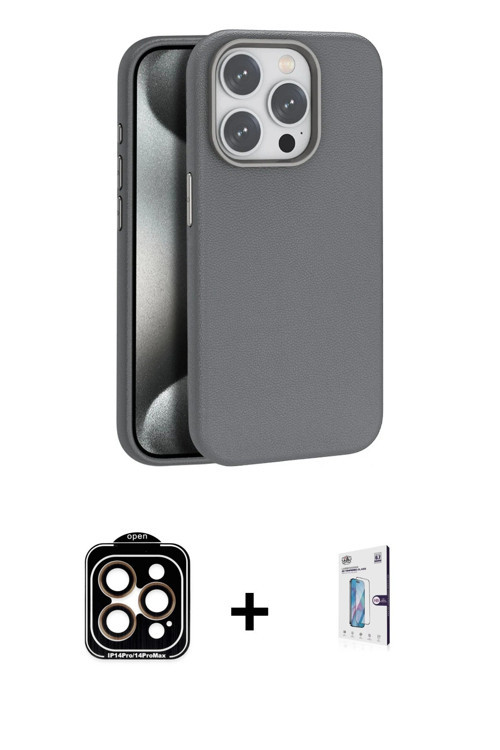 ieg™ iPhone 15 Pro Max Kılıf Zirve Modern Prime - Siyah Bilvis 0.18mm Plus Cam Ekran Koruyucu + Turu