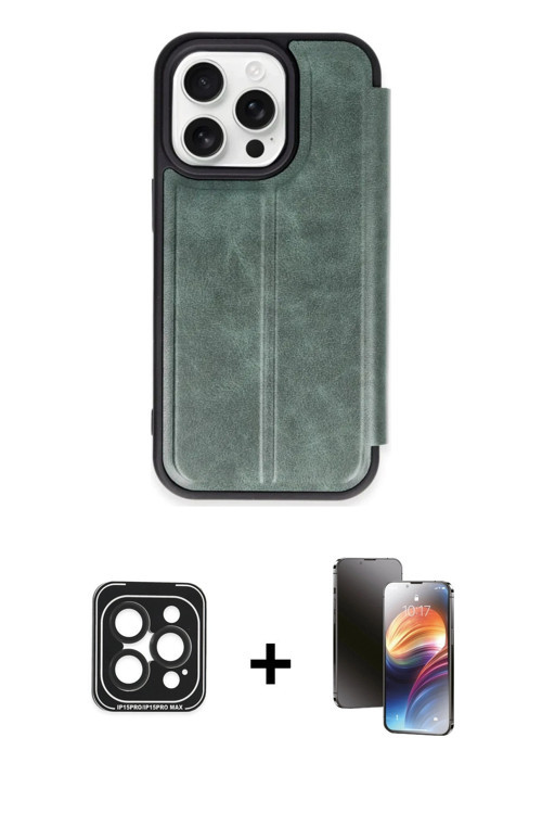 ieg™ iPhone 15 Pro Max Kılıf Zirve Yansıma Serisi - Siyah 3D Antistatik Mat Seramik Nano Ekran Koruy