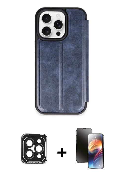 ieg™ iPhone 15 Pro Max Kılıf Zirve Yansıma Serisi - Siyah 3D Antistatik Mat Seramik Nano Ekran Koruy