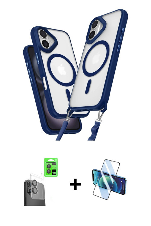 ieg™ iPhone 16 Kılıf Atlas Doku Koleksiyonu - Siyah 3D Antistatik Seramik Nano Ekran Koruyucu + Siya