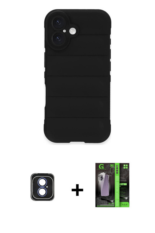 ieg™ iPhone 16 Kılıf Atlas Koleksiyonu - Şeffaf 360 Full Body Arka Koruyucu + Mavi PVD Metal Kamera