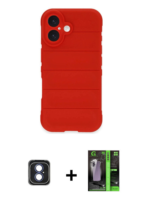 ieg™ iPhone 16 Kılıf Atlas Koleksiyonu - Şeffaf 360 Full Body Arka Koruyucu + Mavi PVD Metal Kamera