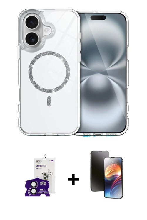 ieg™ iPhone 16 Kılıf Kıvılcım Form Prime - Siyah 3D Antistatik Mat Seramik Nano Ekran Koruyucu + Siy