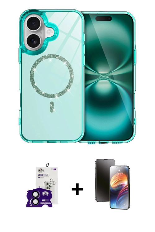 ieg™ iPhone 16 Kılıf Kıvılcım Form Prime - Siyah 3D Antistatik Mat Seramik Nano Ekran Koruyucu + Siy