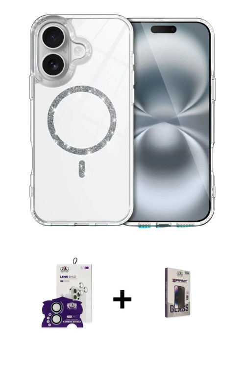 ieg™ iPhone 16 Kılıf Kıvılcım Form Prime - Siyah Bilvis Hayalet Cam Ekran Koruyucu + Yeşil Bilvis Ti