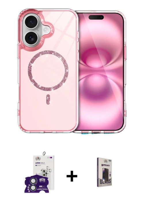 ieg™ iPhone 16 Kılıf Kıvılcım Form Prime - Siyah Bilvis Hayalet Cam Ekran Koruyucu + Yeşil Bilvis Ti
