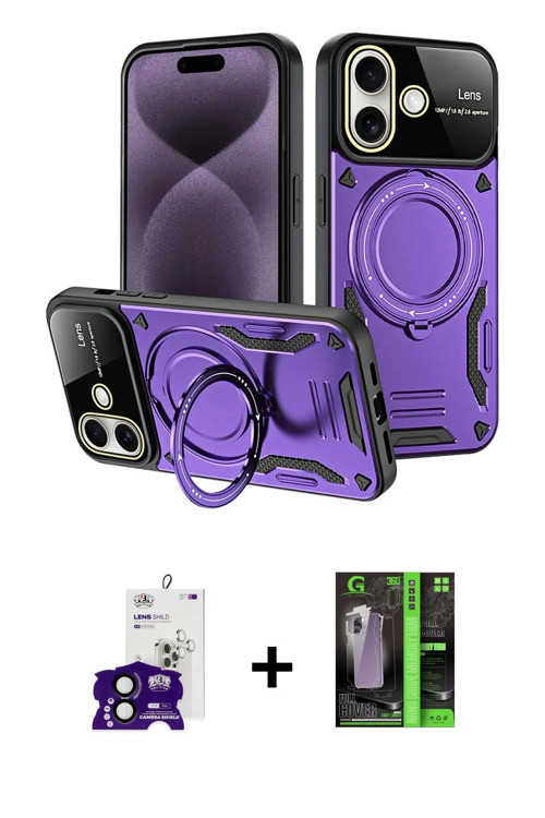 ieg™ iPhone 16 Kılıf Kıvılcım Modern Serisi - Şeffaf 360 Full Body Arka Koruyucu + Siyah Bilvis Tita
