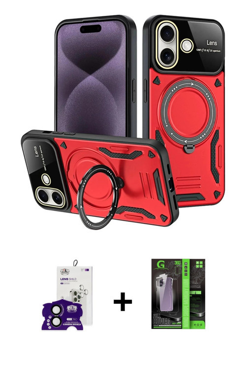 ieg™ iPhone 16 Kılıf Kıvılcım Modern Serisi - Şeffaf 360 Full Body Arka Koruyucu + Siyah Bilvis Tita