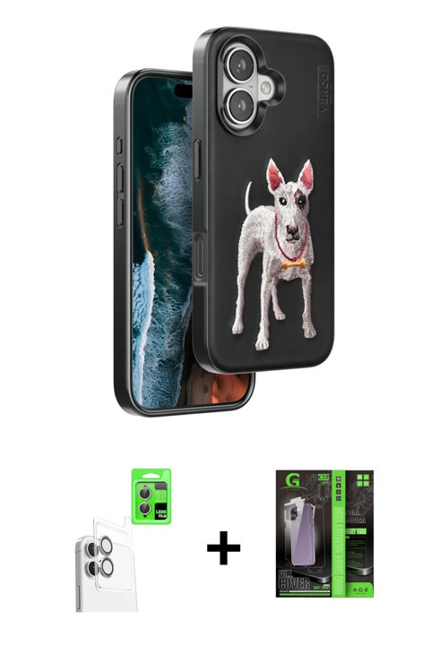 ieg™ iPhone 16 Kılıf Nova Form Koleksiyonu - Şeffaf 360 Full Body Arka Koruyucu + Beyaz Raze Metal K