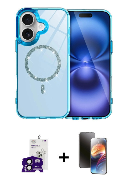 ieg™ iPhone 16 Kılıf Kıvılcım Form Prime - Siyah 3D Antistatik Mat Seramik Nano Ekran Koruyucu + Siy