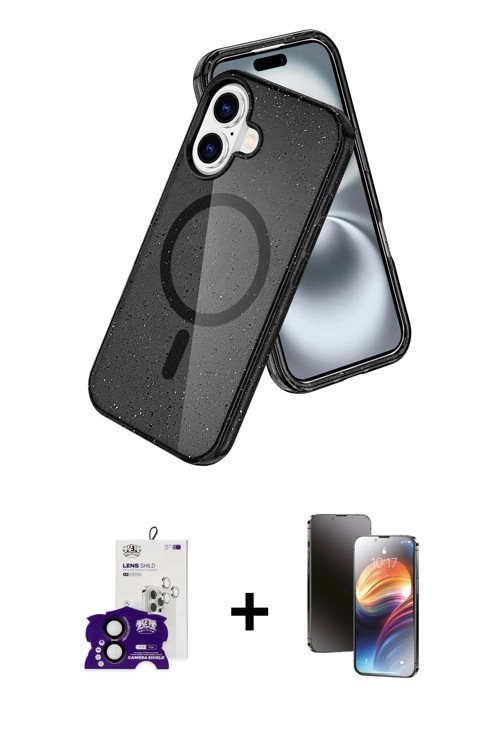 ieg™ iPhone 16 Kılıf Nova Asil Prime - Siyah 3D Antistatik Mat Seramik Nano Ekran Koruyucu + Siyah B
