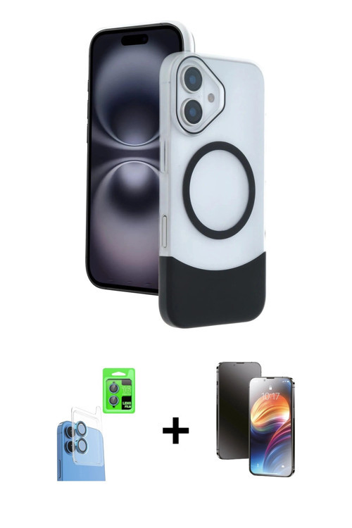 ieg™ iPhone 16 Kılıf Kozmos Form Özel Seri - Siyah 3D Antistatik Mat Seramik Nano Ekran Koruyucu + L