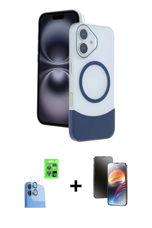 ieg™ iPhone 16 Kılıf Kozmos Form Özel Seri - Siyah 3D Antistatik Mat Seramik Nano Ekran Koruyucu + L