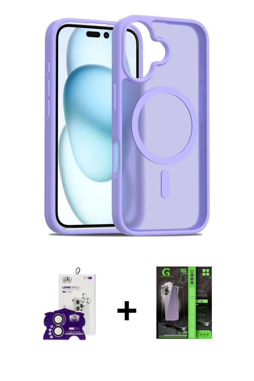 ieg™ iPhone 16 Kılıf Siluet Minimal Prime - Şeffaf 360 Full Body Arka Koruyucu + Pembe Bilvis Titan