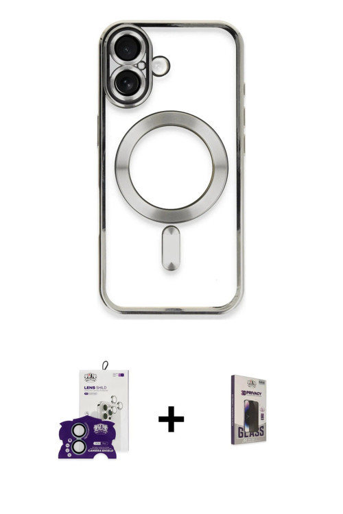 ieg™ iPhone 16 Kılıf Nova Işık Özel Seri - Siyah Bilvis Hayalet Cam Ekran Koruyucu + Yeşil Bilvis Ti