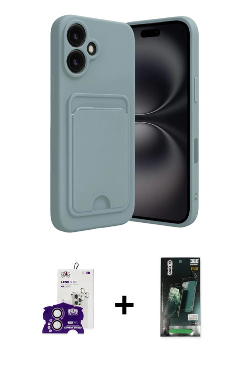 ieg™ iPhone 16 Kılıf Vadi Çizgi Prime - Siyah 360 Mat Full Body Arka Koruyucu + Pembe Bilvis Titan K