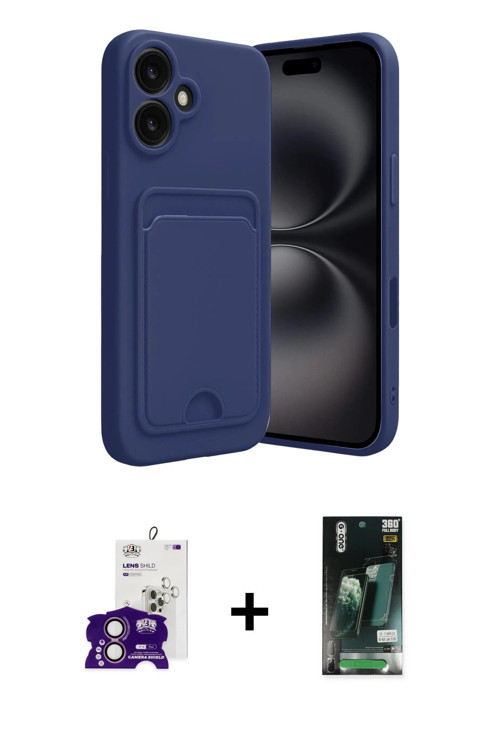 ieg™ iPhone 16 Kılıf Vadi Çizgi Prime - Siyah 360 Mat Full Body Arka Koruyucu + Pembe Bilvis Titan K