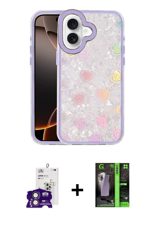 ieg™ iPhone 16 Kılıf Odak Prime - Şeffaf 360 Full Body Arka Koruyucu + Pembe Bilvis Titan Kamera Len